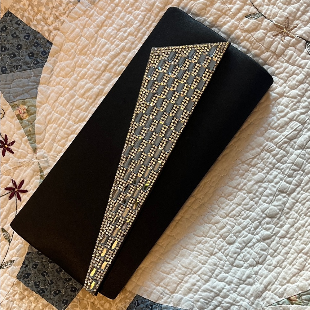 Elegant Black Clutch with Silver Accents
